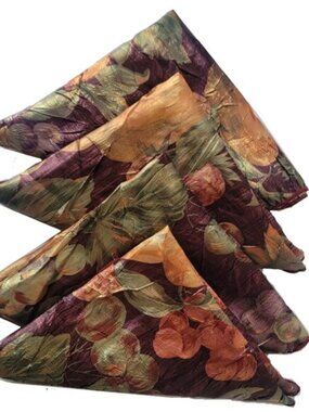 Vintage Silk Dinner Napkins - Fruit Motif (4)